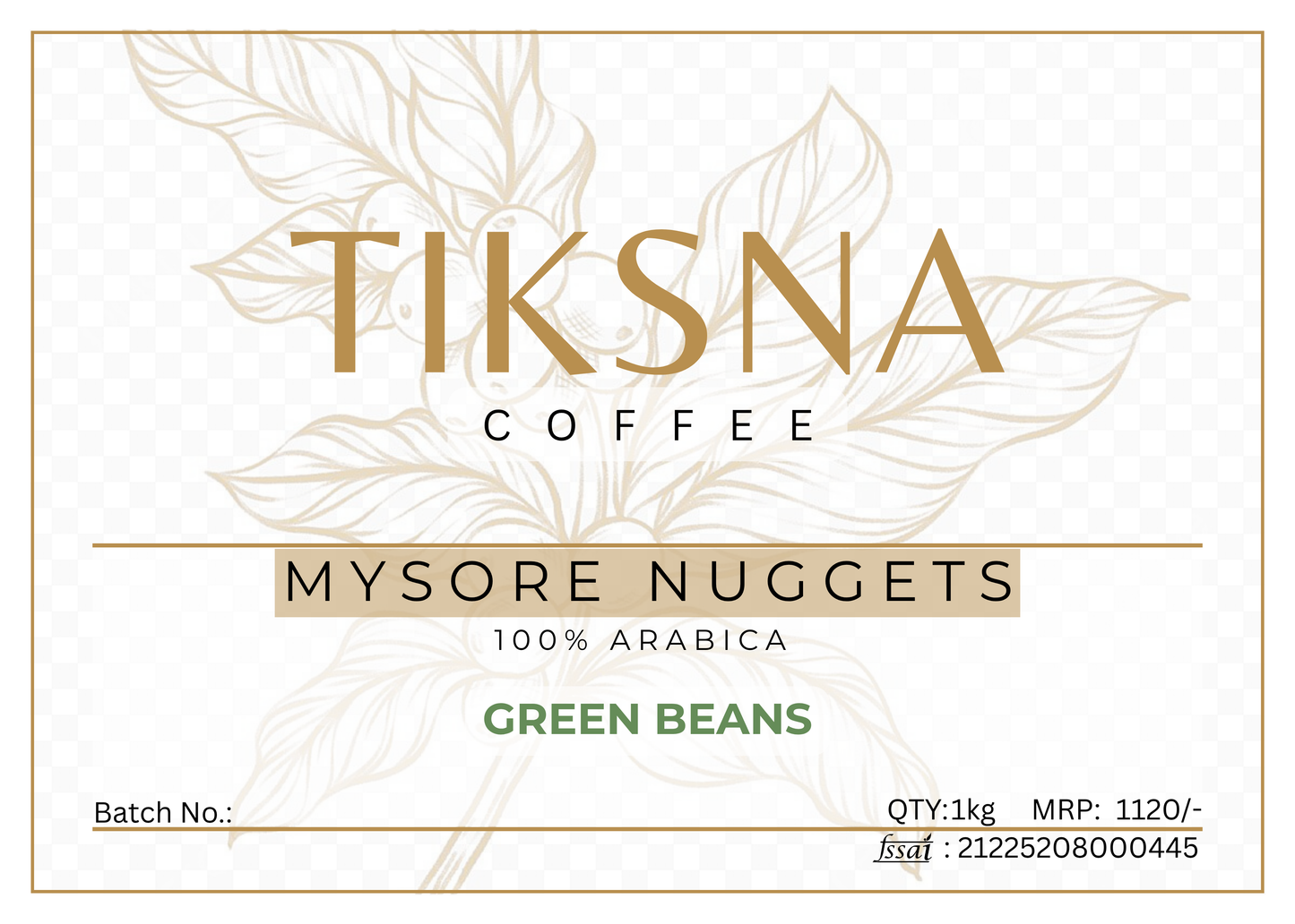 100% ARABICA AAA Mysore Nuggets Green Coffee Beans